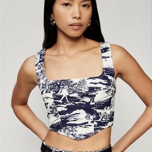 Reformation Raya Naked Lunch Denim Bustier Top